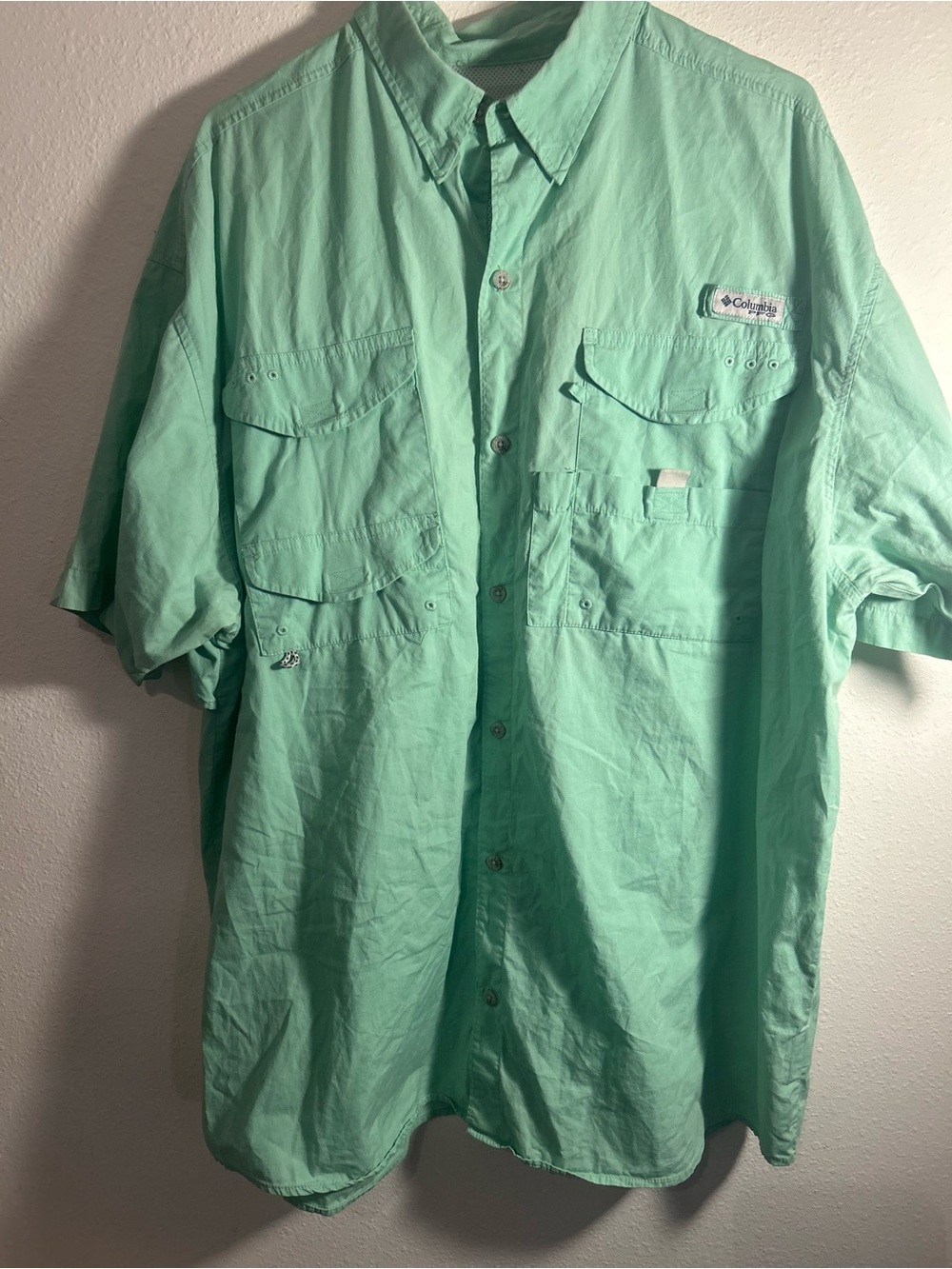 Columbia PFG Men's Short-Sleeve Fishing Shirt in Mint Green